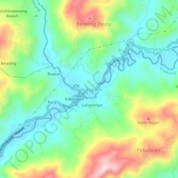 Carte topographique Salubarani, altitude, relief