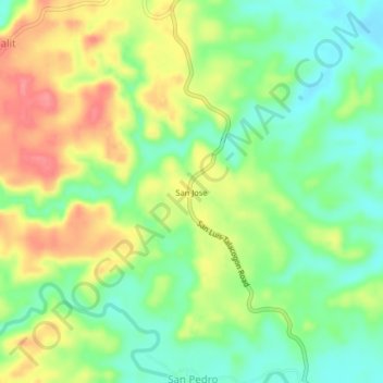 Carte topographique San Jose, altitude, relief