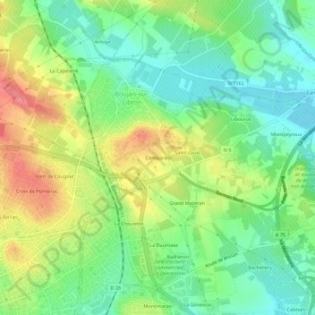 Carte topographique Compariès, altitude, relief
