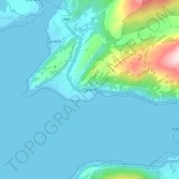 Carte topographique Onich, altitude, relief