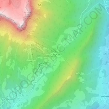 Carte topographique Le Col de l'Arzelier, altitude, relief