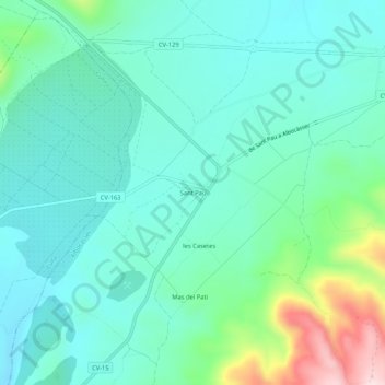Carte topographique Sant Pau, altitude, relief