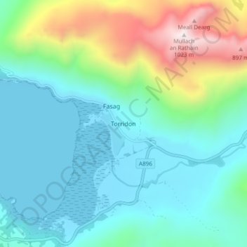 Carte topographique Torridon, altitude, relief