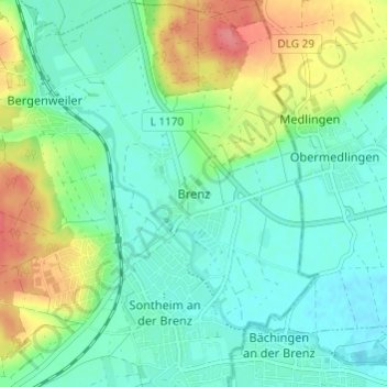 Carte topographique Brenz, altitude, relief