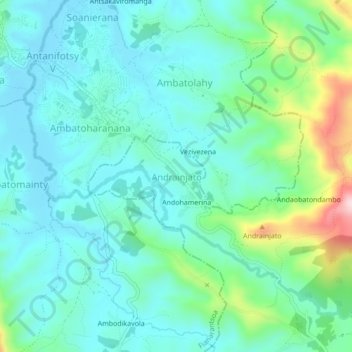 Carte topographique Andrainjato, altitude, relief