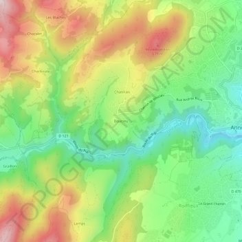 Carte topographique Boucieu, altitude, relief
