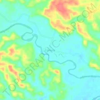 Carte topographique Comota, altitude, relief