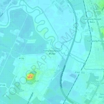 Carte topographique Kampung Bagan Buaya, altitude, relief