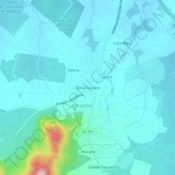Carte topographique Nova Taquara, altitude, relief
