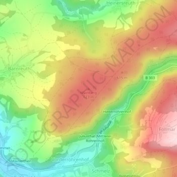 Carte topographique Mainberg, altitude, relief