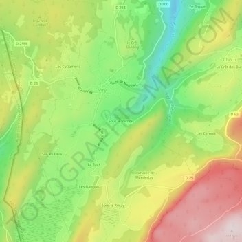 Carte topographique Sous le Vernois, altitude, relief