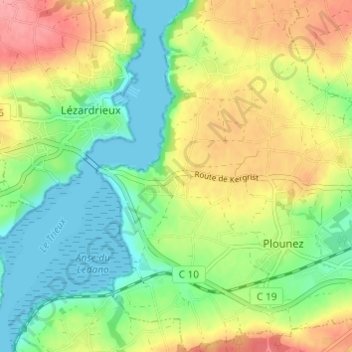 Carte topographique Kergrist, altitude, relief