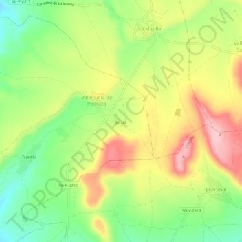 Carte topographique Berzal, altitude, relief