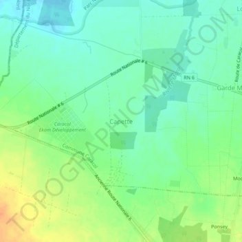 Carte topographique Capette, altitude, relief