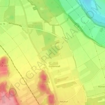 Carte topographique Lechrain, altitude, relief