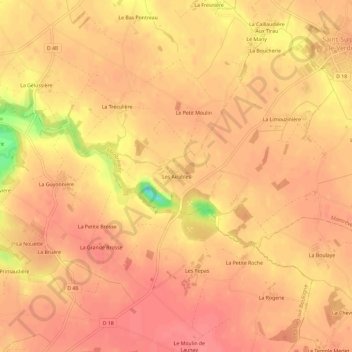 Carte topographique Les Airables, altitude, relief
