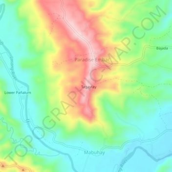 Carte topographique Tagaytay, altitude, relief