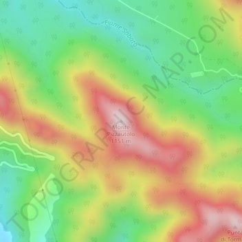 Carte topographique Monte Pizzautolo, altitude, relief
