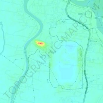 Carte topographique Dhauli, altitude, relief