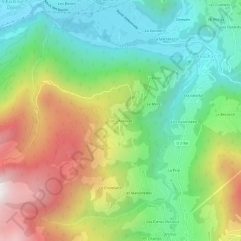 Carte topographique Les Choseaux, altitude, relief
