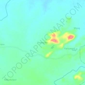 Carte topographique Prempura, altitude, relief