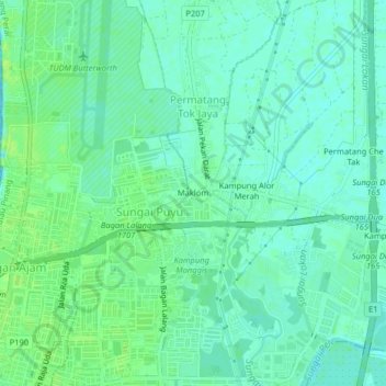 Carte topographique Maklom, altitude, relief