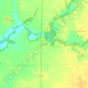 Carte topographique Sandusky, altitude, relief