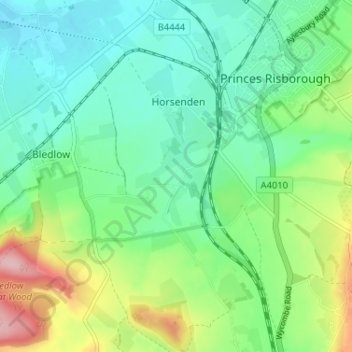 Carte topographique Saunderton, altitude, relief