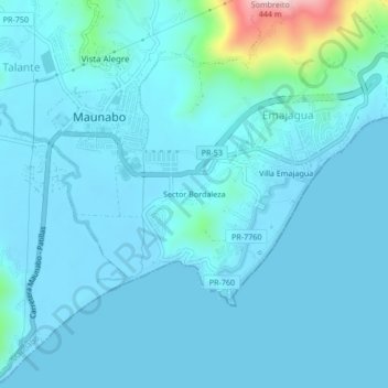 Carte topographique Sector Bordaleza, altitude, relief
