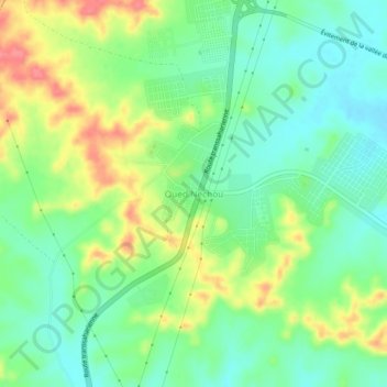 Carte topographique Oued Nechou, altitude, relief