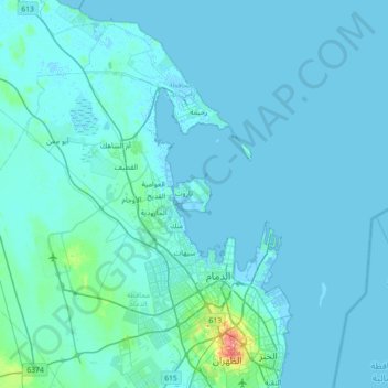 Carte topographique Jazirat Tarut, altitude, relief