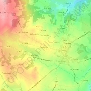 Carte topographique Mont Cocu, altitude, relief