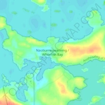Carte topographique Whitefish Bay, altitude, relief