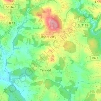 Carte topographique Reitberg, altitude, relief