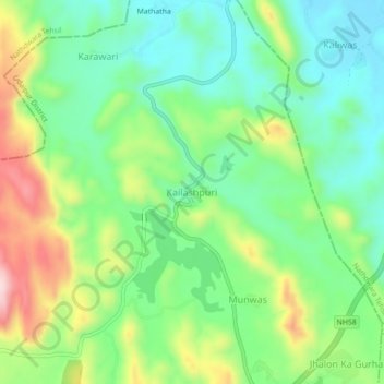 Carte topographique Kailashpuri, altitude, relief