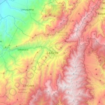 Carte topographique La Grita, altitude, relief
