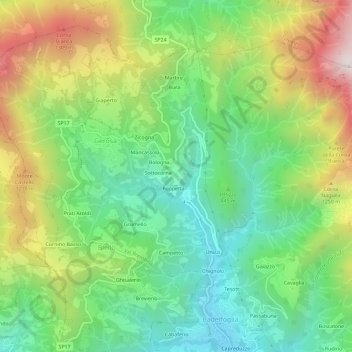 Carte topographique Foppetta, altitude, relief