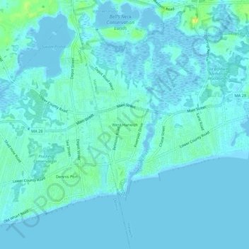 Carte topographique West Harwich, altitude, relief