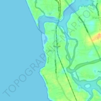 Carte topographique Elathur, altitude, relief