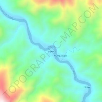 Carte topographique Najem, altitude, relief