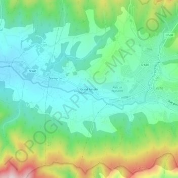 Carte topographique Grand Moulin, altitude, relief