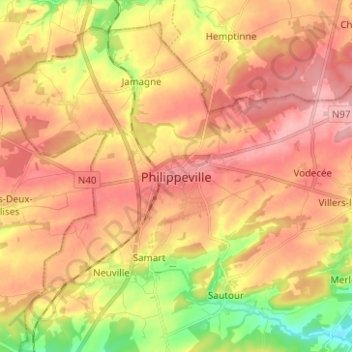 Carte topographique Philippeville, altitude, relief