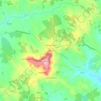 Carte topographique Gautouil, altitude, relief