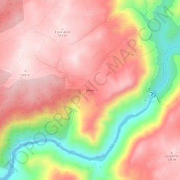 Carte topographique Póvoa, altitude, relief