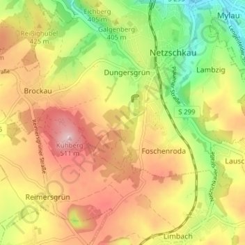 Carte topographique Ziegelei, altitude, relief