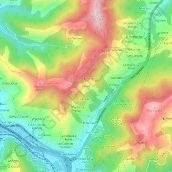 Carte topographique Escalá, altitude, relief