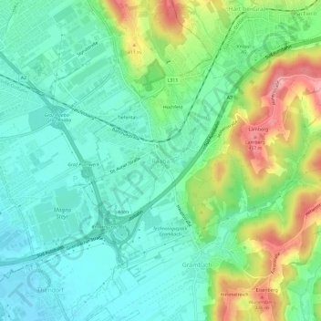 Carte topographique Raaba, altitude, relief