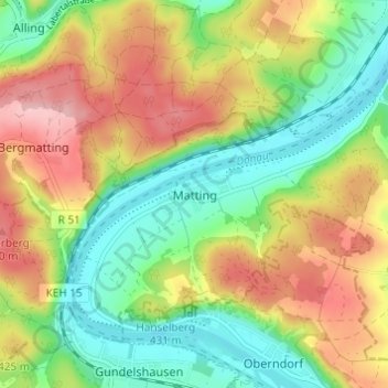 Carte topographique Matting, altitude, relief