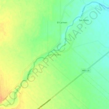 Carte topographique San Pedro, altitude, relief
