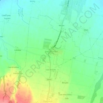 Carte topographique Grazzano Visconti, altitude, relief